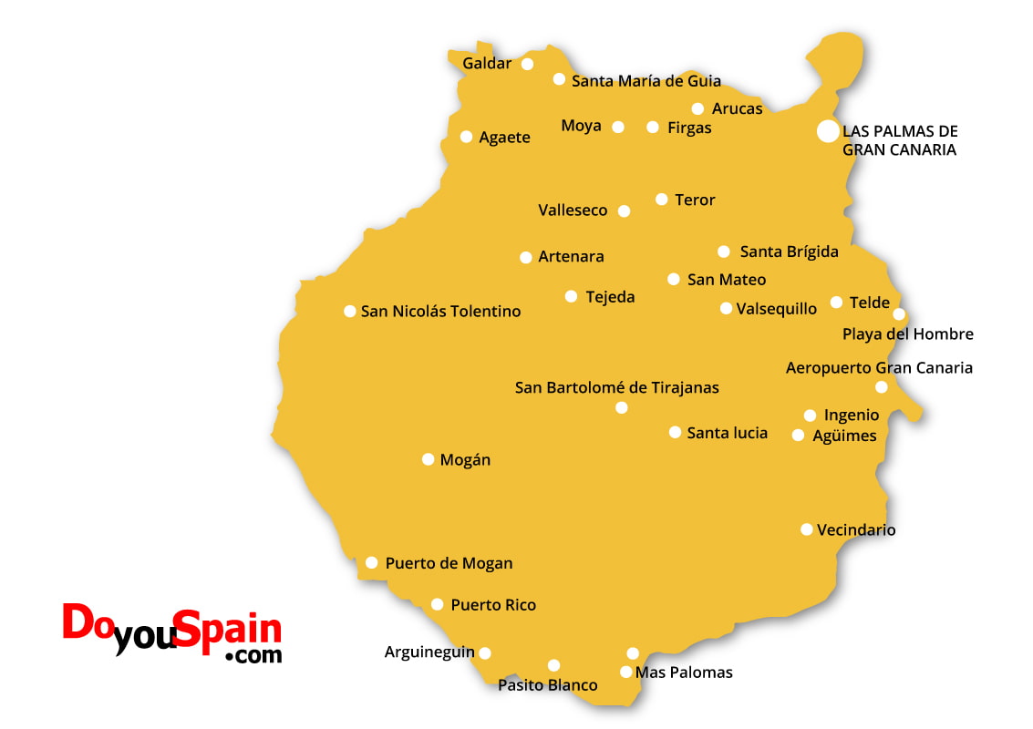 Tradicional estoy sediento Comida Información turística con Mapa de Gran Canaria | DoYouSpain